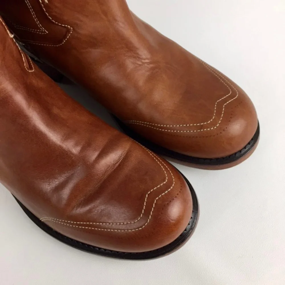 Timberland Lucille Flat Tall Knee Boots Tan Leather 6